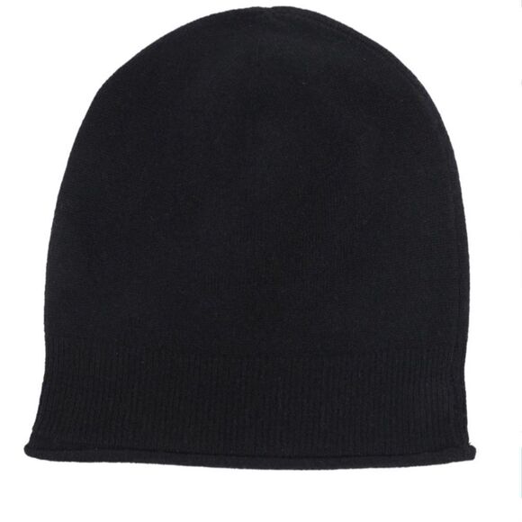NWT NORDSTROM RACK CASHMERE SLOUCHY BEANIE BLACK OS - Picture 1 of 9